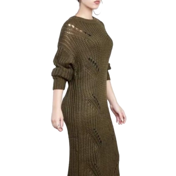 Olive Long Midi Sweater /Dress - Picture 2 of 3